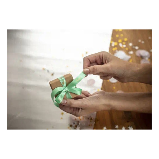 Satiininauha 12mm Kulta/mintunvihreä Brother TZe-RM34