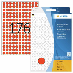 Herma 2212 Pyöreä punainen tarra 8 mm