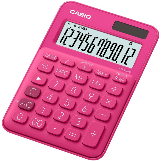 Casio MS-20UC Pinkki pöytälaskin - edullinen ja tyylikäs peruslaskin