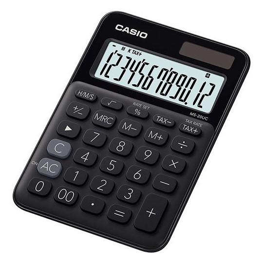 Casio MS-20UC Musta pöytälaskin - edullinen ja tyylikäs peruslaskin