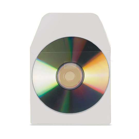 Tarratasku CD- ja DVD-levyille, läpällinen. Liimautuu takaosastaan esimerkiksi kansioon.