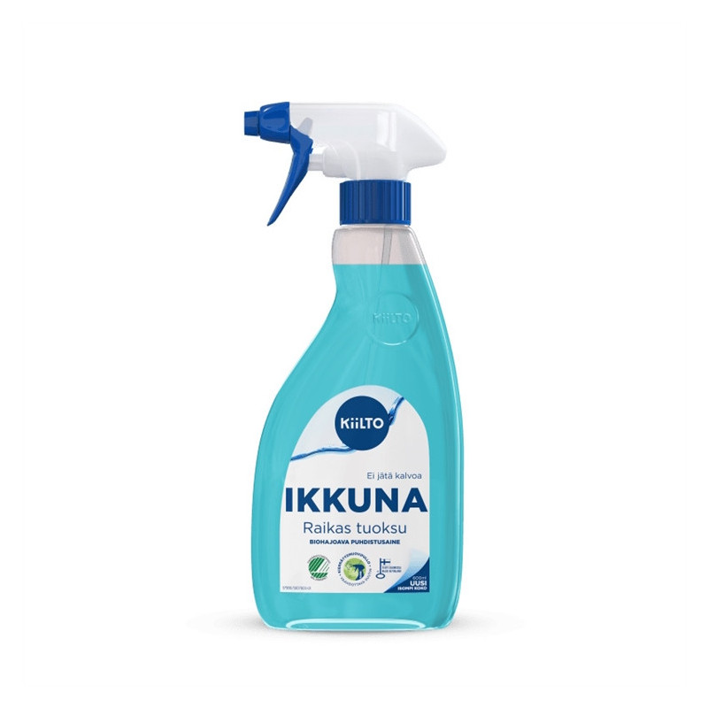 Lasinpuhdistusaine Kiilto Ikkuna 600ml - biohajoava ikkunanpesuaine spraypullossa
