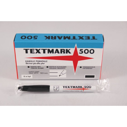 Huopakynä 0,7mm Textmark 500 - alumiinirunkoinen merkkauskynä ohuella kärjellä