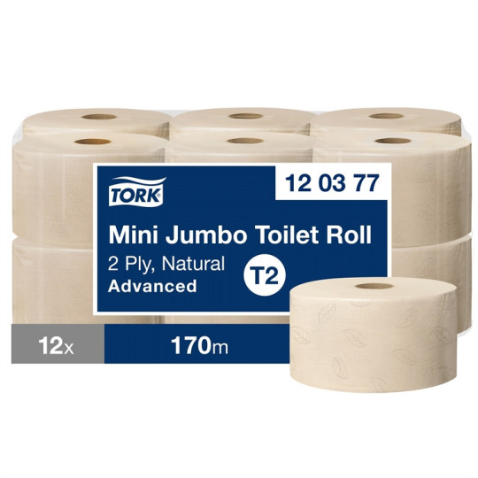 WC-paperi Tork T2 Natural Mini Jumbo /12rla (säkki) - ekologinen vessapaperi
