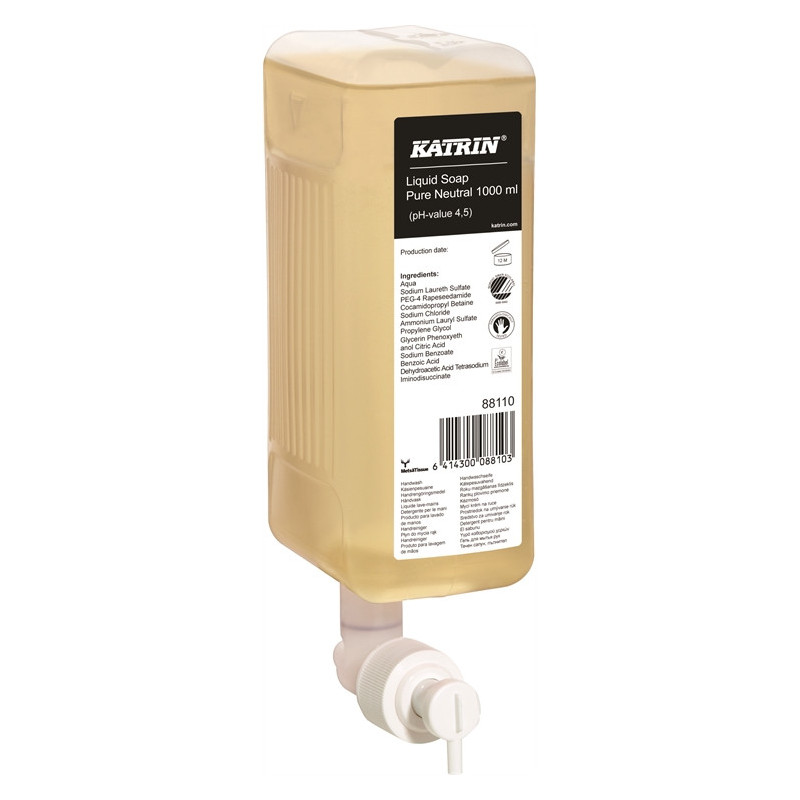 Saippua Katrin Clean 1000ml - hajustamaton nestesaippua annostelijaan