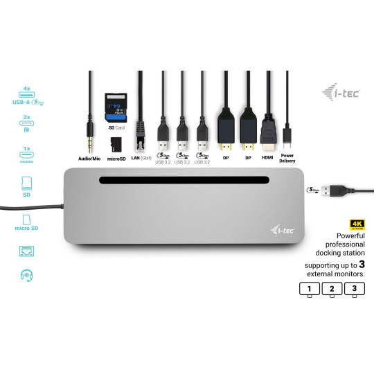 Telakka USB-C Triple Dock 100W i-tec