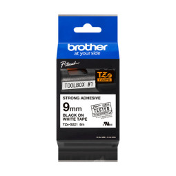 Brother TZe-S221 9mm Musta/Valkoinen (P-Touch) STRONG