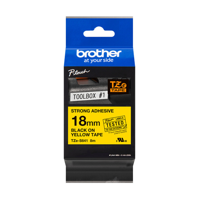 Brother TZe-S641 18mm Musta/Keltainen (P-Touch) STRONG