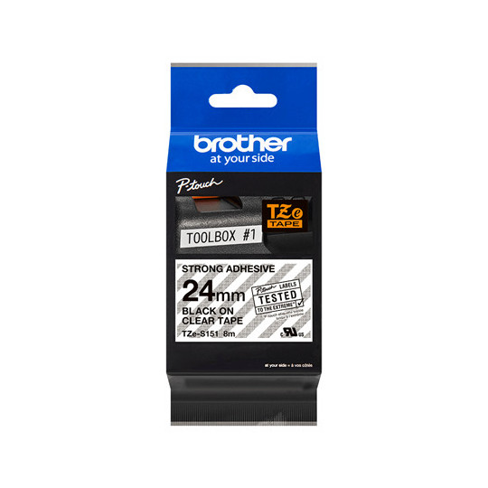 Brother TZe-S151 24mm STRONG Musta/Kirkas (P-Touch)