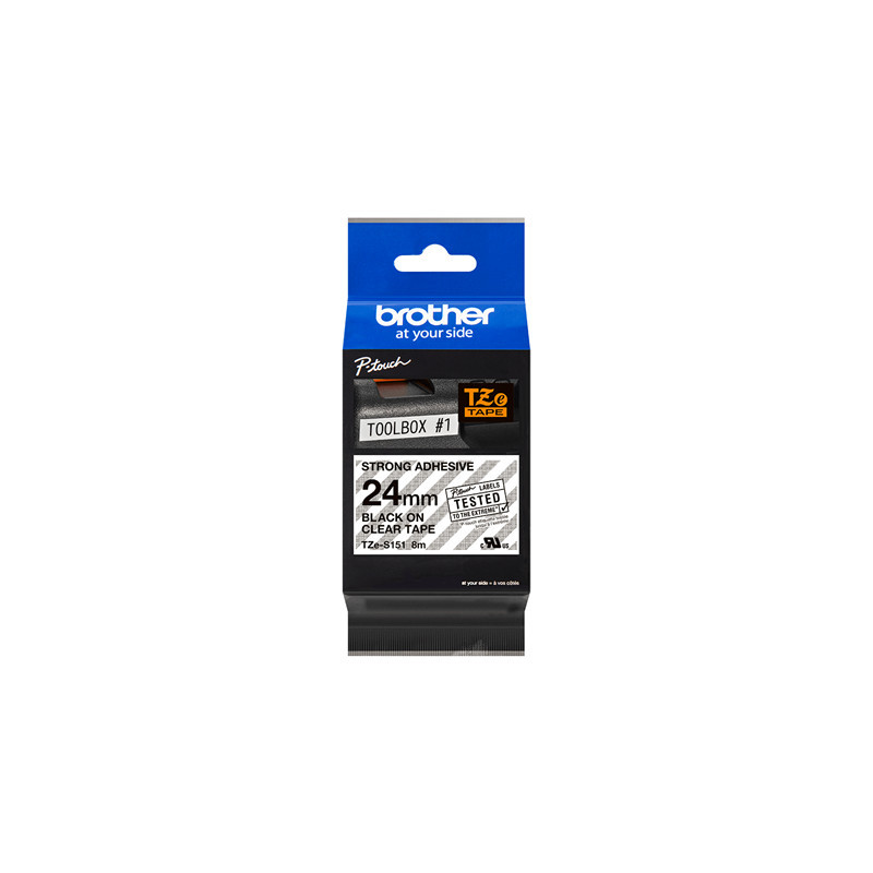 Brother TZe-S151 24mm STRONG Musta/Kirkas (P-Touch)