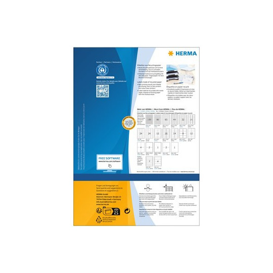 Tulostustarra A4 105x148mm 4-jakoinen Herma EKO 10734