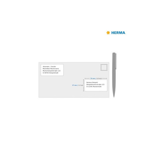 Tulostustarra A4 24-jakoinen 70x37mm Ekologinen Herma 10824