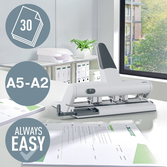 Lävistäjä / monilävistin Leitz 5114 Akto Heavy Duty - 30 arkin säädettävä monilävistin