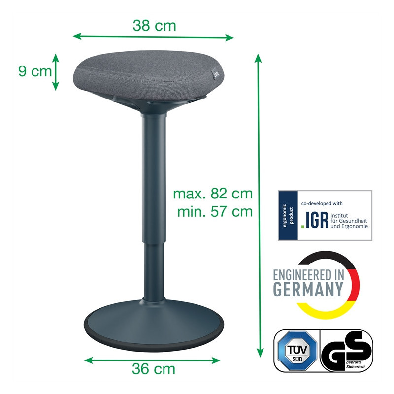 Seisomatuoli Leitz Ergo, tummanharmaa