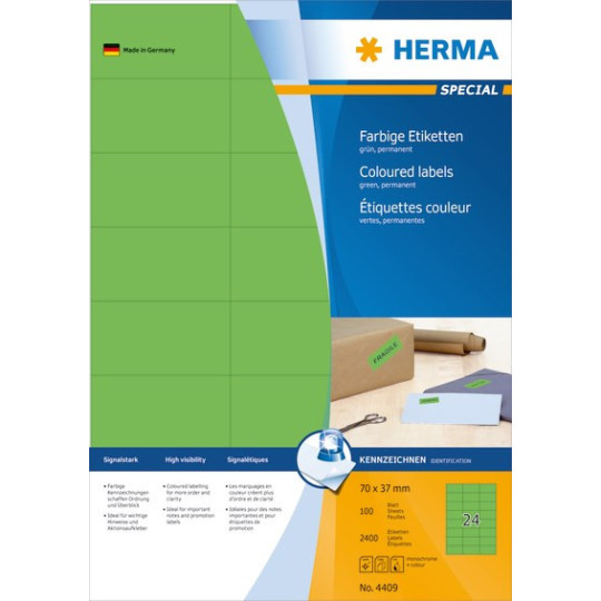 Herma 4469 Vihreä 70x37mm 24-jakoinen /2400kpl