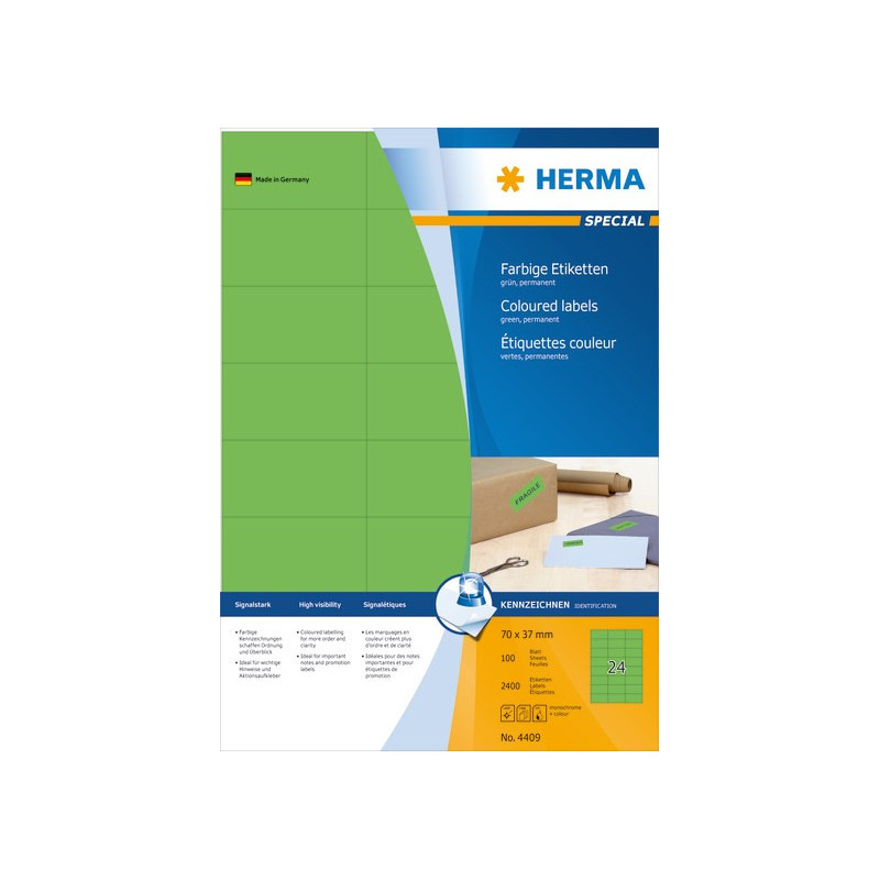 Herma 4469 Vihreä 70x37mm 24-jakoinen /2400kpl