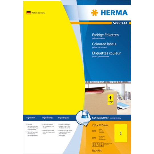 Herma 4401 Keltainen 210x297mm 1-jakoinen /100kpl