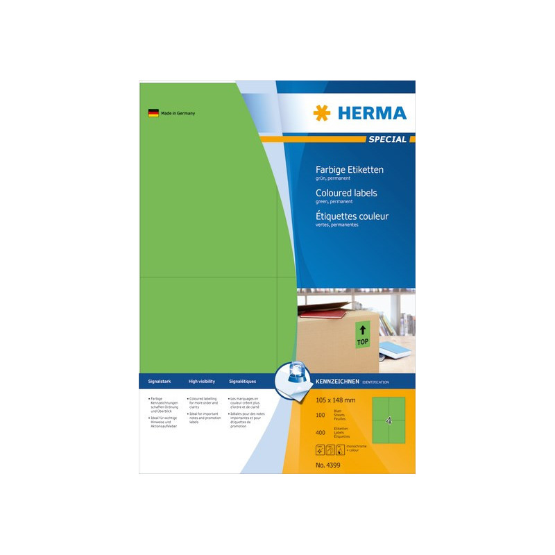 Herma 4399 Vihreä 105x148mm 4-jakoinen /400kpl