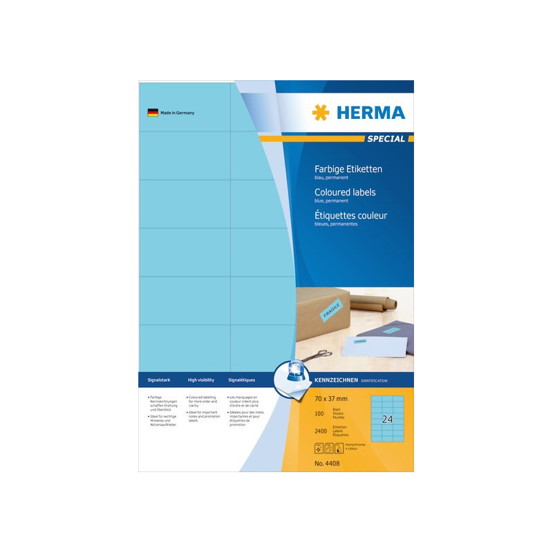 Herma 4408 Sininen 70x37mm 24-jakoinen /2400kpl