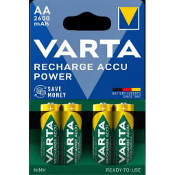 Akkuparisto AA 2600mAh Varta Recharge Accu /4kpl