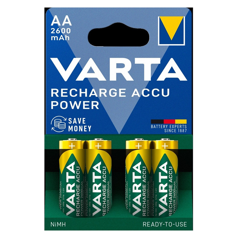 Akkuparisto AA 2600mAh Varta Recharge Accu /4kpl