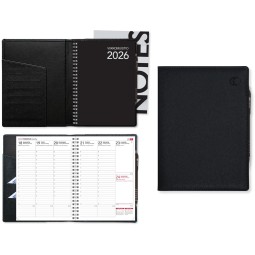 Viikkomuistio 2026 Plus musta - klassinen pöytäkalenteri A5-koossa