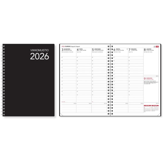 Viikkomuistio-vuosipaketti 2026 - käytä myös sellaisenaan pöytäkalenterina