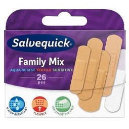 Laastarilajitelma 26kpl Salvequick Family Mix