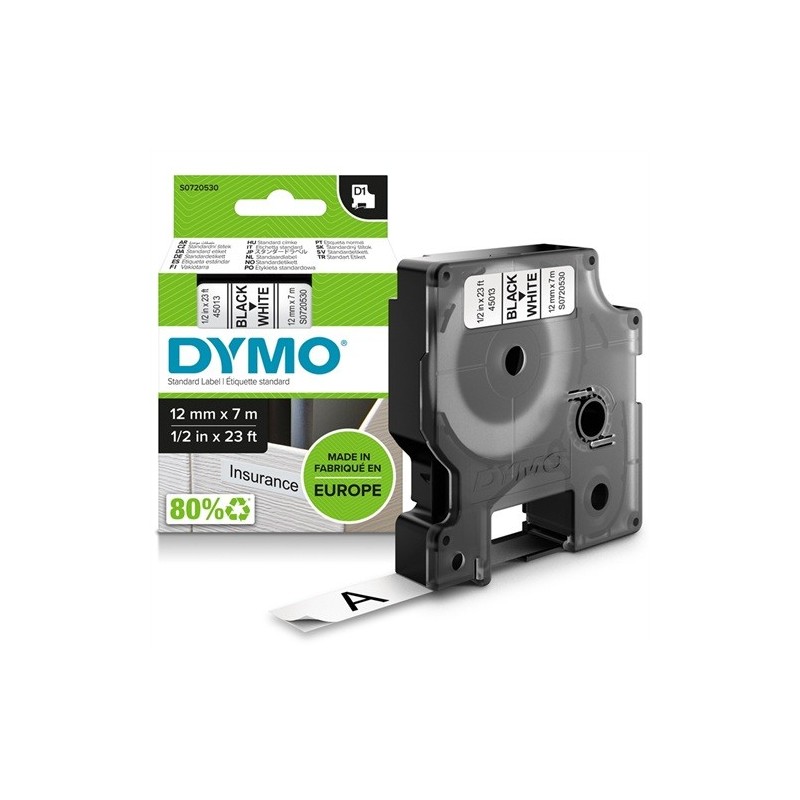 Tarrakasetti 12mm Musta/valkoinen Dymo 45013 - lukuisia käyttökohteita sisällä ja ulkona