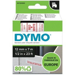 Tarrakasetti 12mm Punainen/valkoinen Dymo 45015 - lukuisia käyttökohteita sisällä ja ulkona