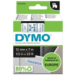 Tarrakasetti 12mm Sininen/valkoinen Dymo 45014 - lukuisia käyttökohteita sisällä ja ulkona