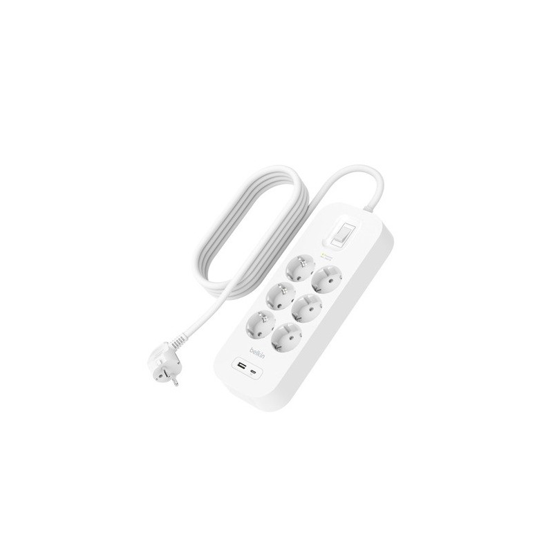 Ylijännitesuoja 6-osainen + 2xUSB Belkin