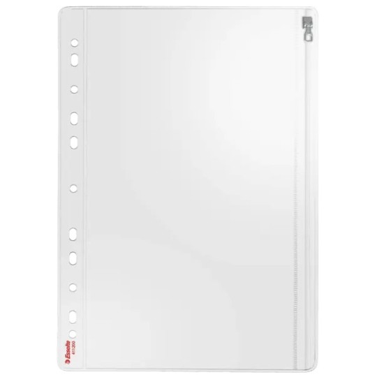 A4+ -kokoinen, vahva kansiotasku vetoketjulla.