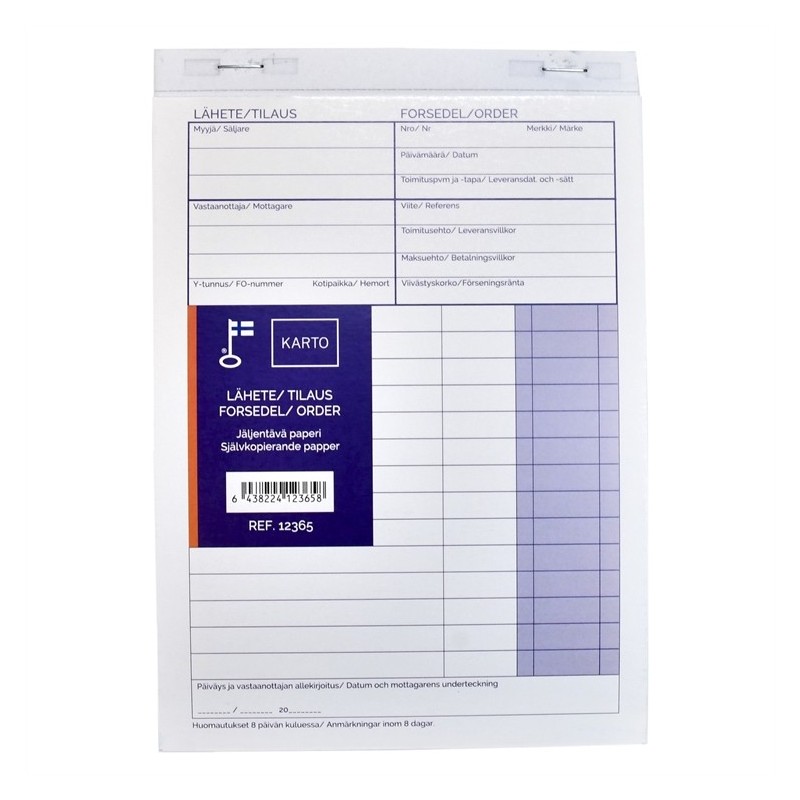 Lähete/tilauslomake A5 jäljentävä