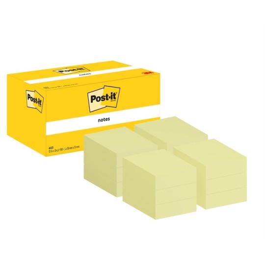 Viestilappu Post-It Kanariankeltainen 38x51mm /12x100kpl – aito ja alkuperäinen