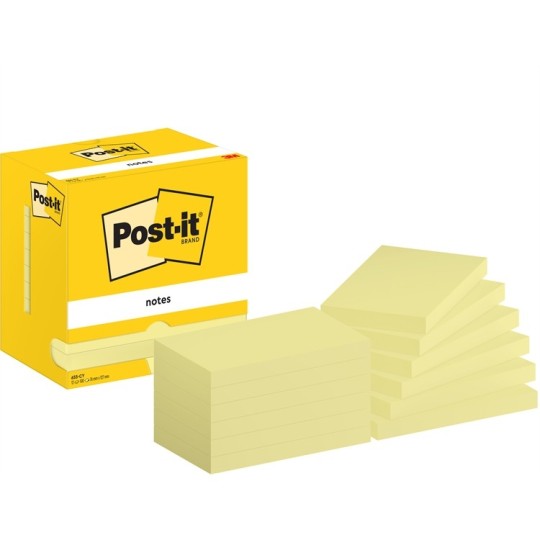 Viestilappu Post-It Kanariankeltainen 76x127mm /12x100kpl – aito ja alkuperäinen