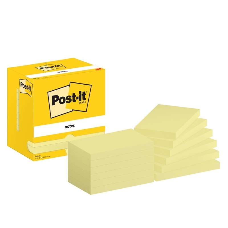 Viestilappu Post-It Kanariankeltainen 76x127mm /12x100kpl – aito ja alkuperäinen