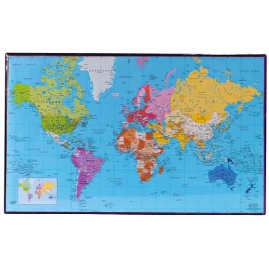 Kirjoitusalusta 37x60cm Maailma ja aikavyöhykkeet