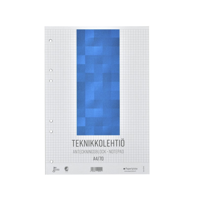 Teknikkolehtiö A4 Paperipiste - tekniseen piirtämiseen ja arkistointiin