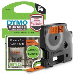 Dymo D1 Extra Strong 12mmx3m Musta/Oranssi