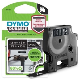 Dymo D1 Extra Strong 12mmx3m Musta/Valkoinen