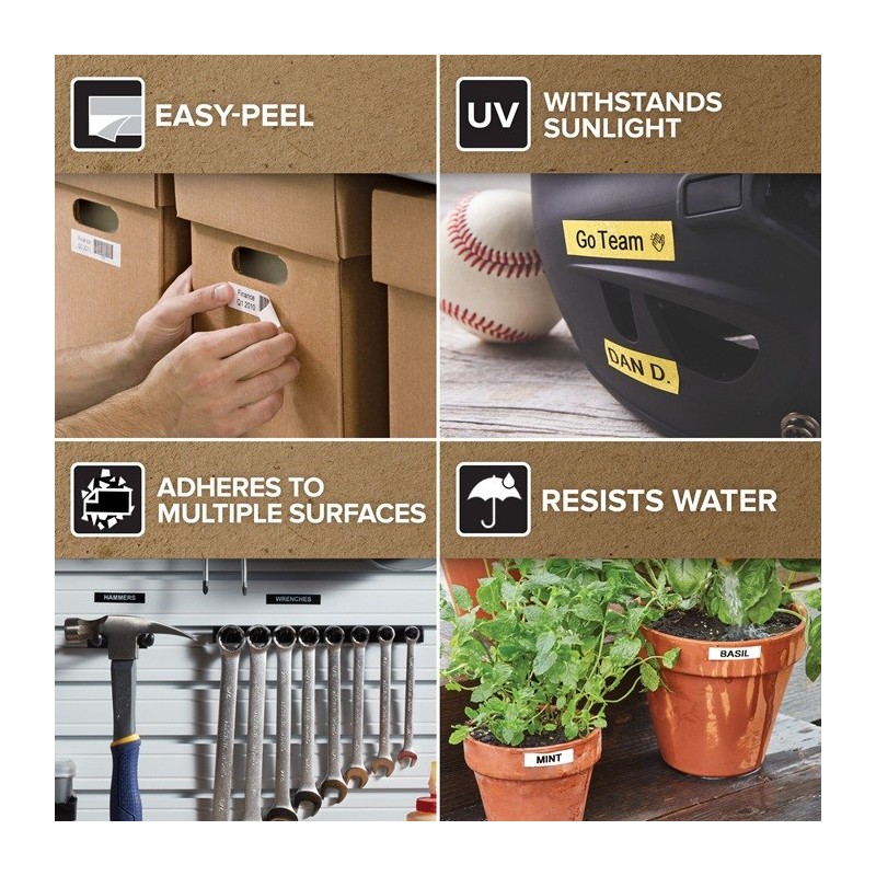 Dymo D1 Extra Strong 12mmx3m Musta/Valkoinen