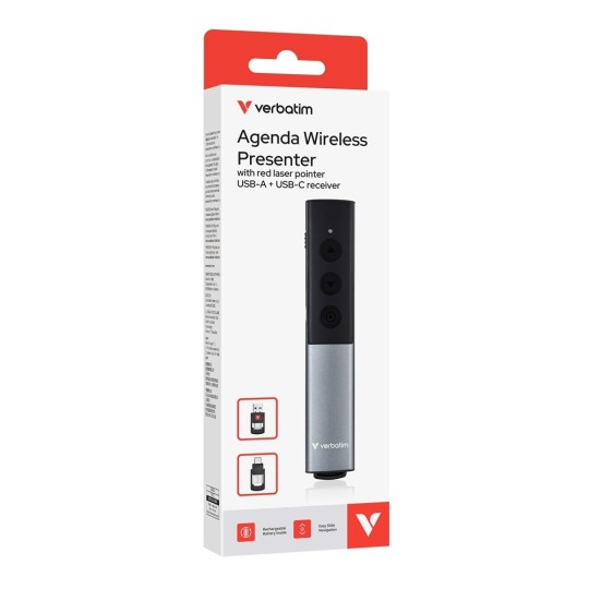 Tyylikäs ja tehokas Verbatim Agenda Wireless Presenter.