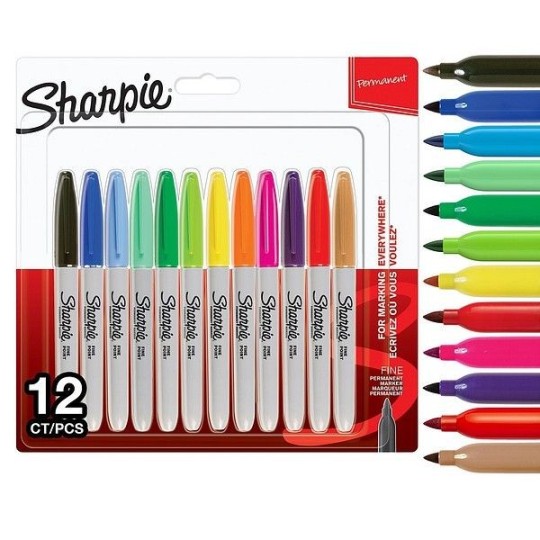 Sharpie Fine värilajitelma, 12 inspiroivaa väriä
