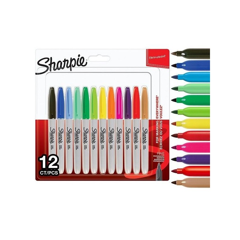 Sharpie Fine värilajitelma, 12 inspiroivaa väriä