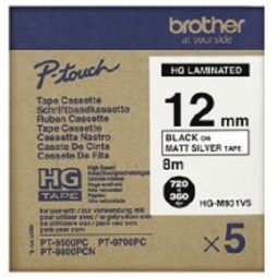 Brother HGe-931 12mm /5kpl Musta/Hopea