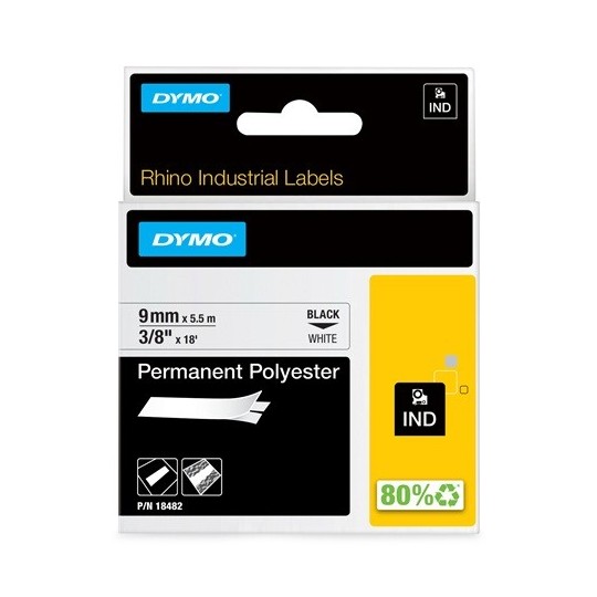 Dymo RP 9mm Polyester musta/valkoinen