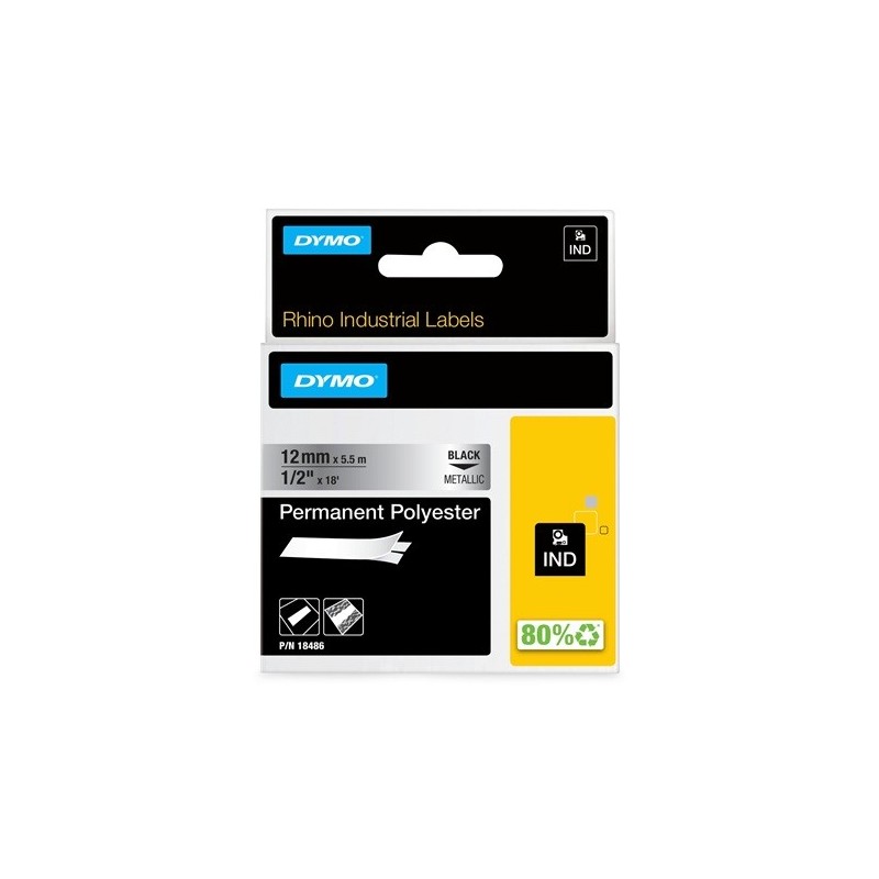 Dymo RP 9mm Polyester musta/metalli