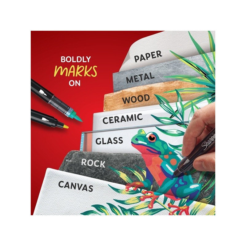 Huopakynä Sharpie Creative Brush Tip paperille, metallille, puulle, keramiikalle, lasille, kivelle ja kankaalle