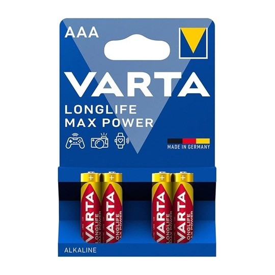 Paristo AAA 4/kpl Varta Longlife Max Power. Super premium -laatua, pitkäkestoista ja tarkkaa suorituskykyä.